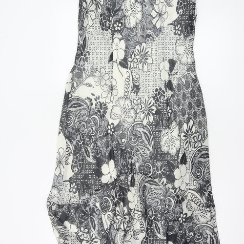 BHS Women’s Black Floral Sleeveless Fit & Flare Knee Length Dress Size 14