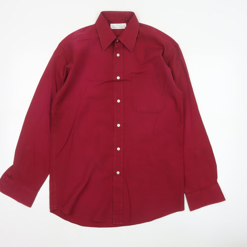 Marks and Spencer St Michael Men's Red 14.5in Long Sleeve Button-Up Shirt