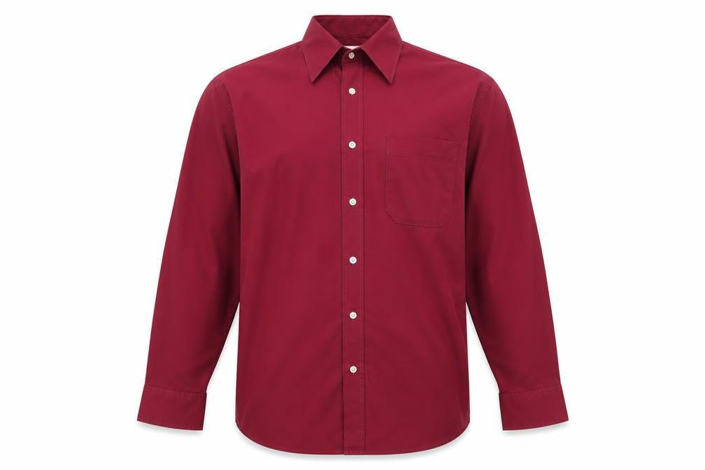 Front view of Marks & Spencer St Michael Men's Red 14.5in Long Sleeve Button-Up Shirt
