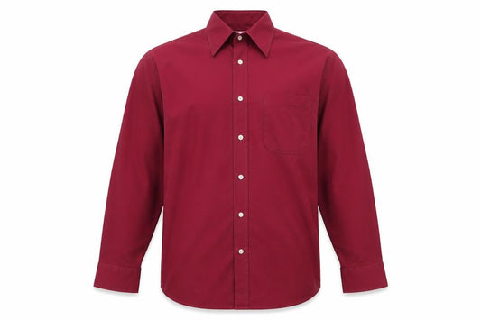 Front view of Marks & Spencer St Michael Men's Red 14.5in Long Sleeve Button-Up Shirt