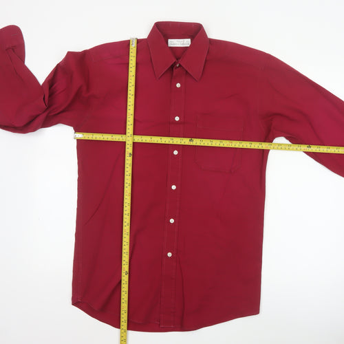Marks and Spencer St Michael Men's Red 14.5in Long Sleeve Button-Up Shirt