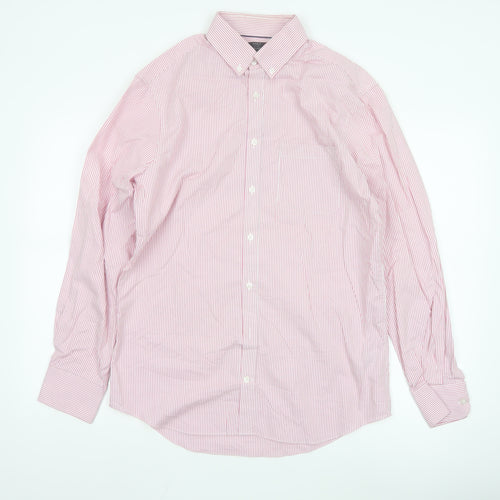Marks and Spencer Men’s Pink Striped Tailored Cotton Oxford Shirt M