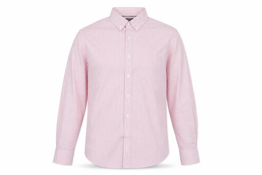 Front view of Marks & Spencer Men’s Pink Striped Tailored Cotton Oxford Shirt M
