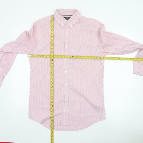Marks and Spencer Men’s Pink Striped Tailored Cotton Oxford Shirt M