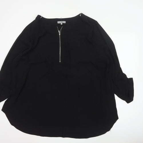 rogers+rogers Women's Black Zip Front Plus Size 24 Blouse