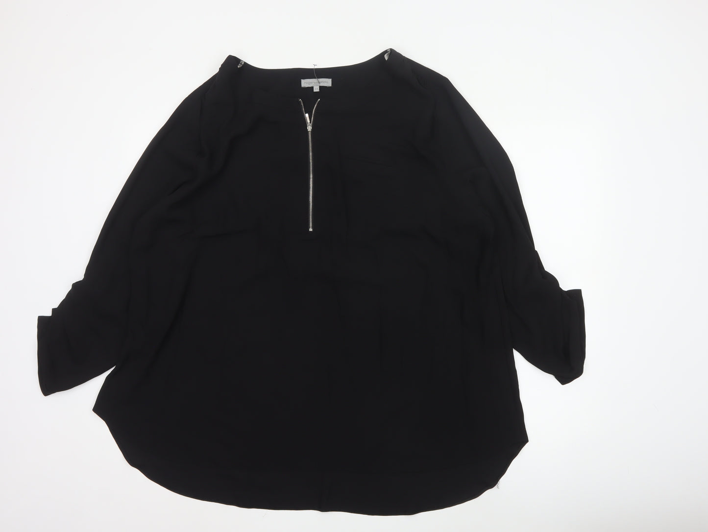 rogers+rogers Women's Black Zip Front Plus Size 24 Blouse
