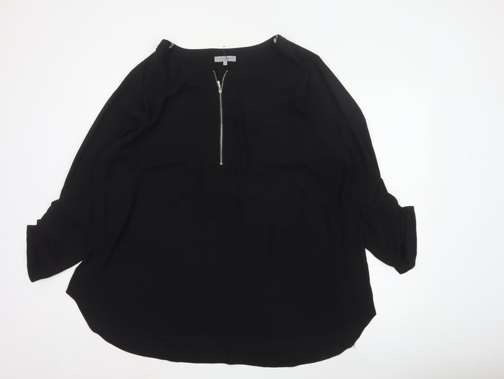 rogers+rogers Women's Black Zip Front Plus Size 24 Blouse