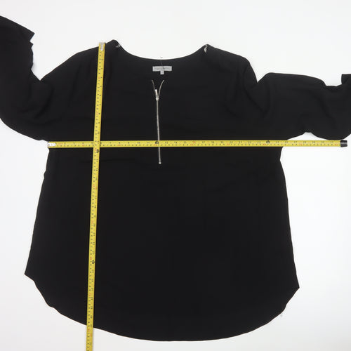 rogers+rogers Women's Black Zip Front Plus Size 24 Blouse