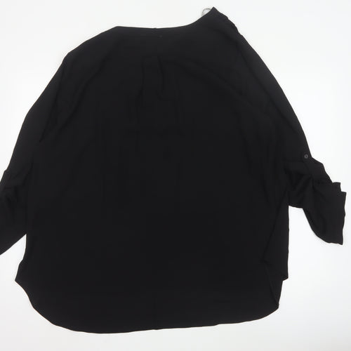 rogers+rogers Women's Black Zip Front Plus Size 24 Blouse