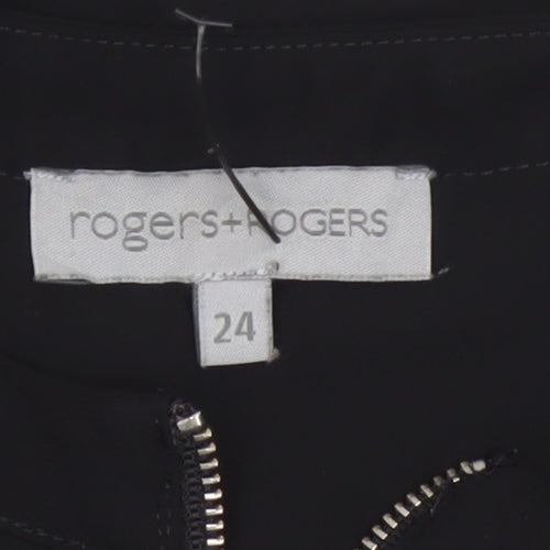 rogers+rogers Women's Black Zip Front Plus Size 24 Blouse