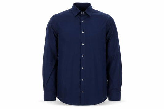 Front view of Marks & Spencer Men's Blue Slim Fit Long Sleeve Button-Up Shirt 15.5