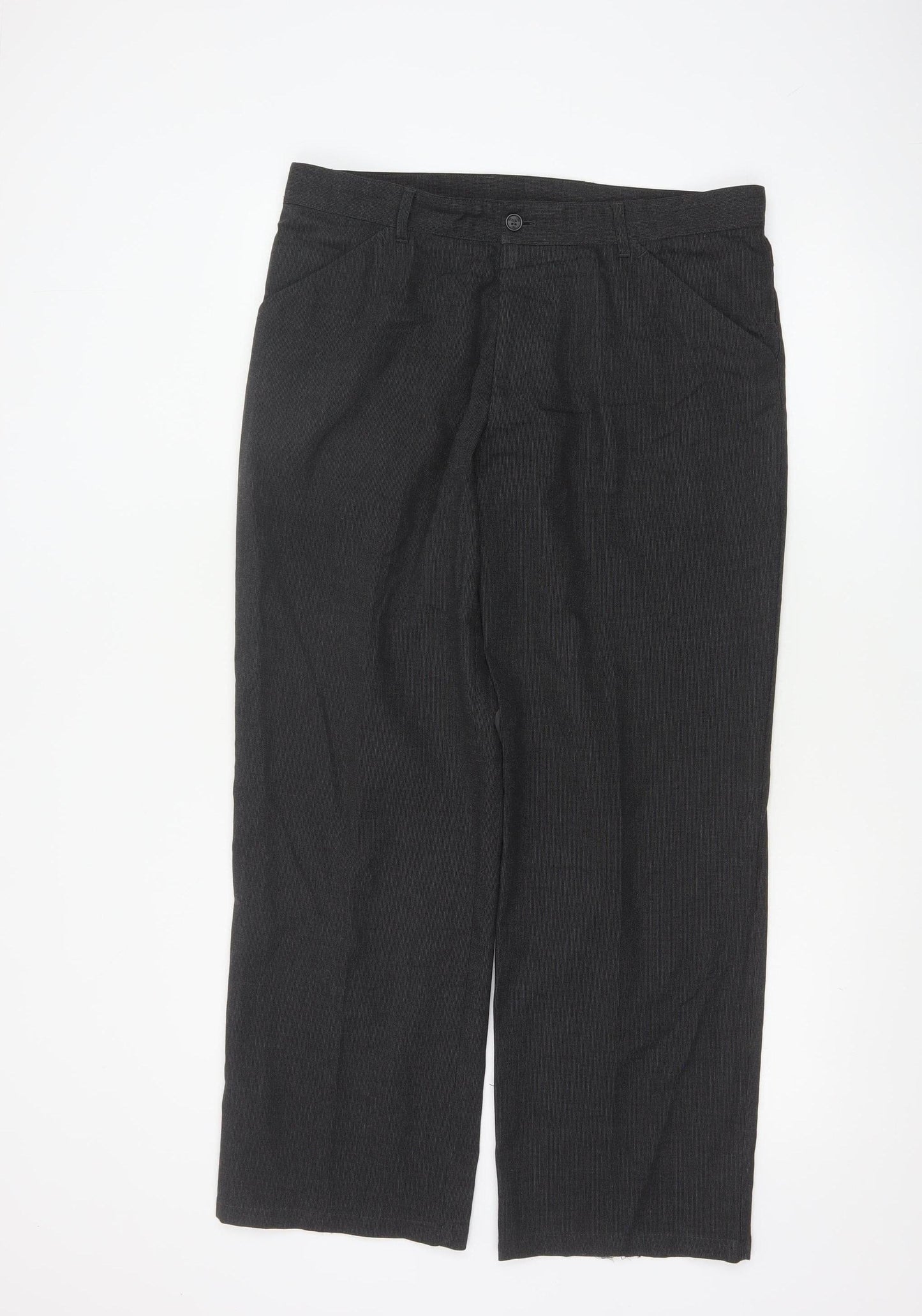 Marks and Spencer Men's Grey Regular Fit Stretch Trousers 34W 29L