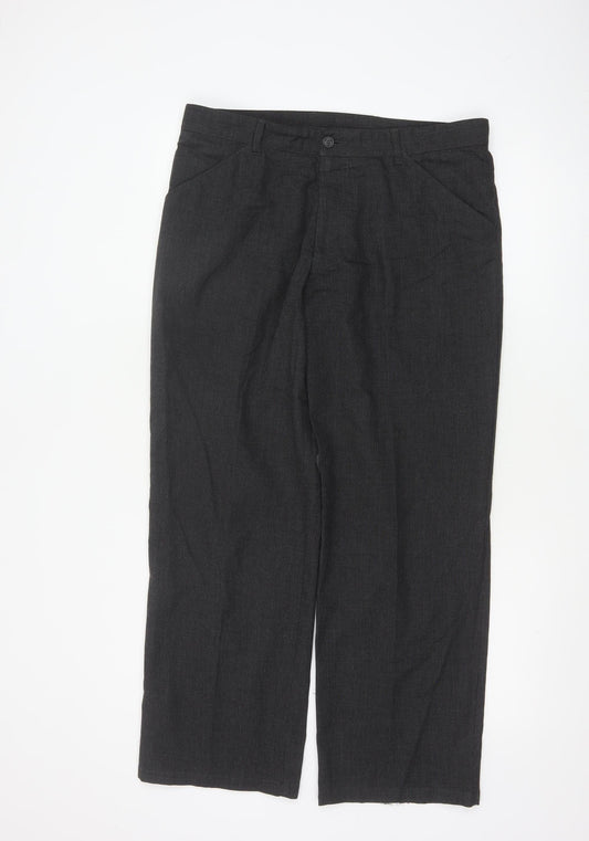Marks and Spencer Men's Grey Regular Fit Stretch Trousers 34W 29L