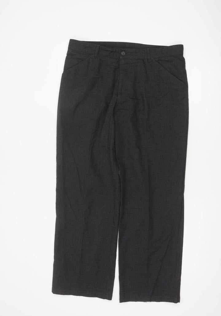 Marks and Spencer Men's Grey Regular Fit Stretch Trousers 34W 29L