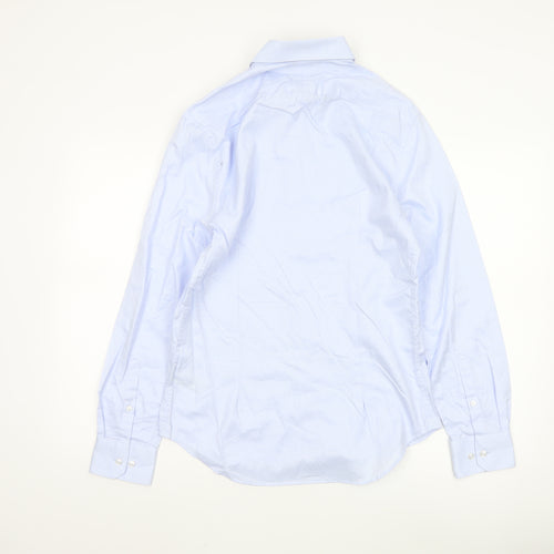 Marks and Spencer Men Blue Slim Fit Long Sleeve Cotton Shirt Size 15