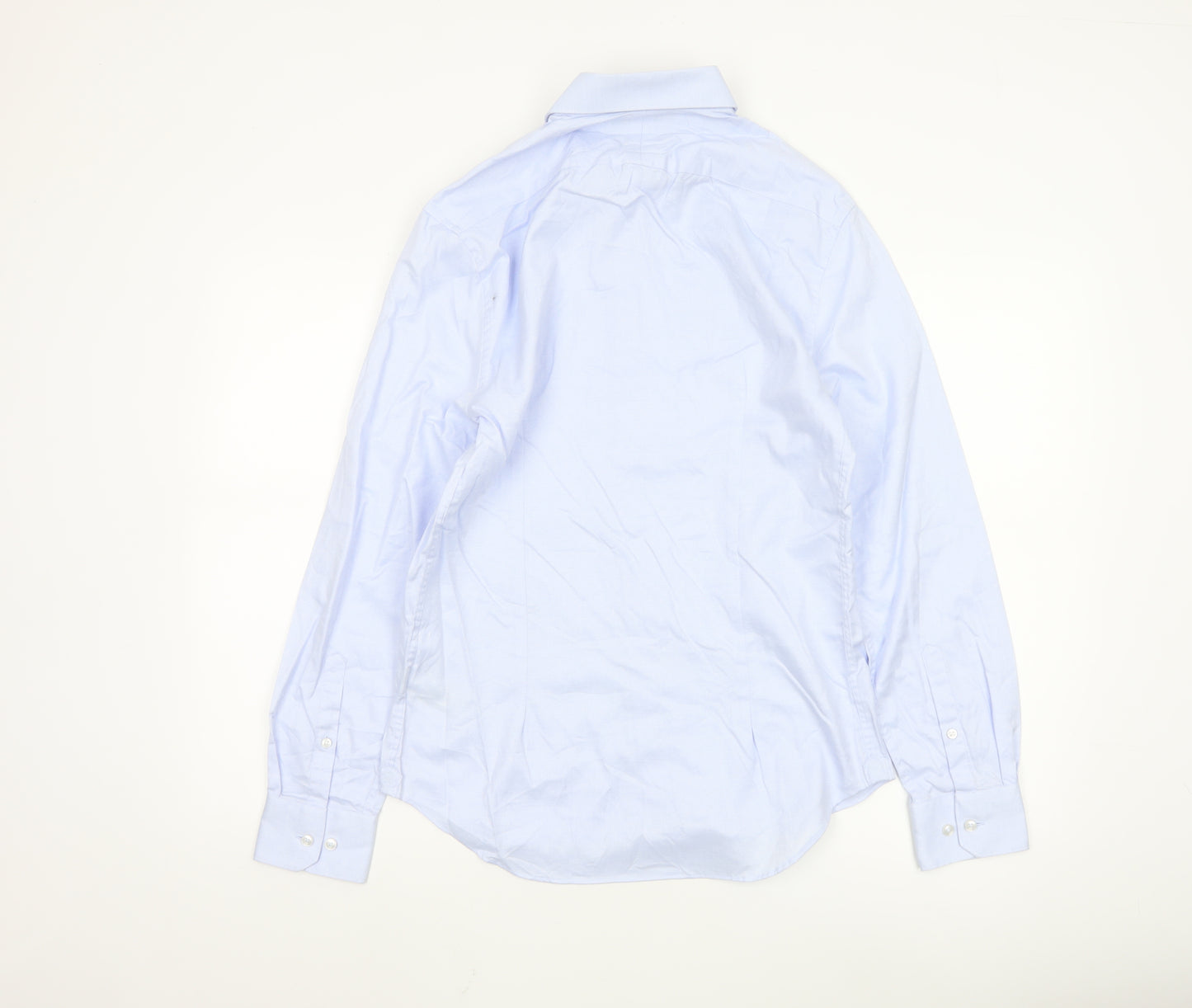 Marks and Spencer Men Blue Slim Fit Long Sleeve Cotton Shirt Size 15