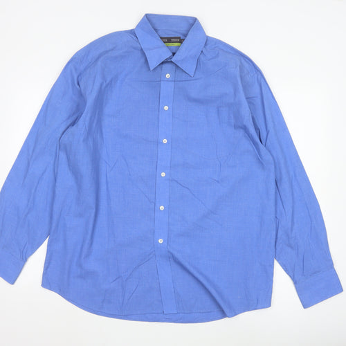 Marks and Spencer Blue Easy Care Long Sleeve Shirt Men's 16.5in 42in
