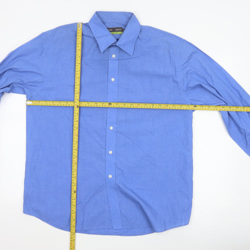 Marks and Spencer Blue Easy Care Long Sleeve Shirt Men's 16.5in 42in