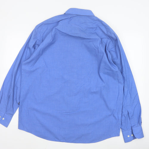 Marks and Spencer Blue Easy Care Long Sleeve Shirt Men's 16.5in 42in