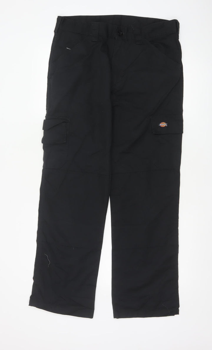 Dickies Men's Black Cargo Work Trousers 32R Polyester Cotton