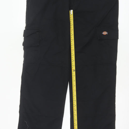Dickies Men's Black Cargo Work Trousers 32R Polyester Cotton