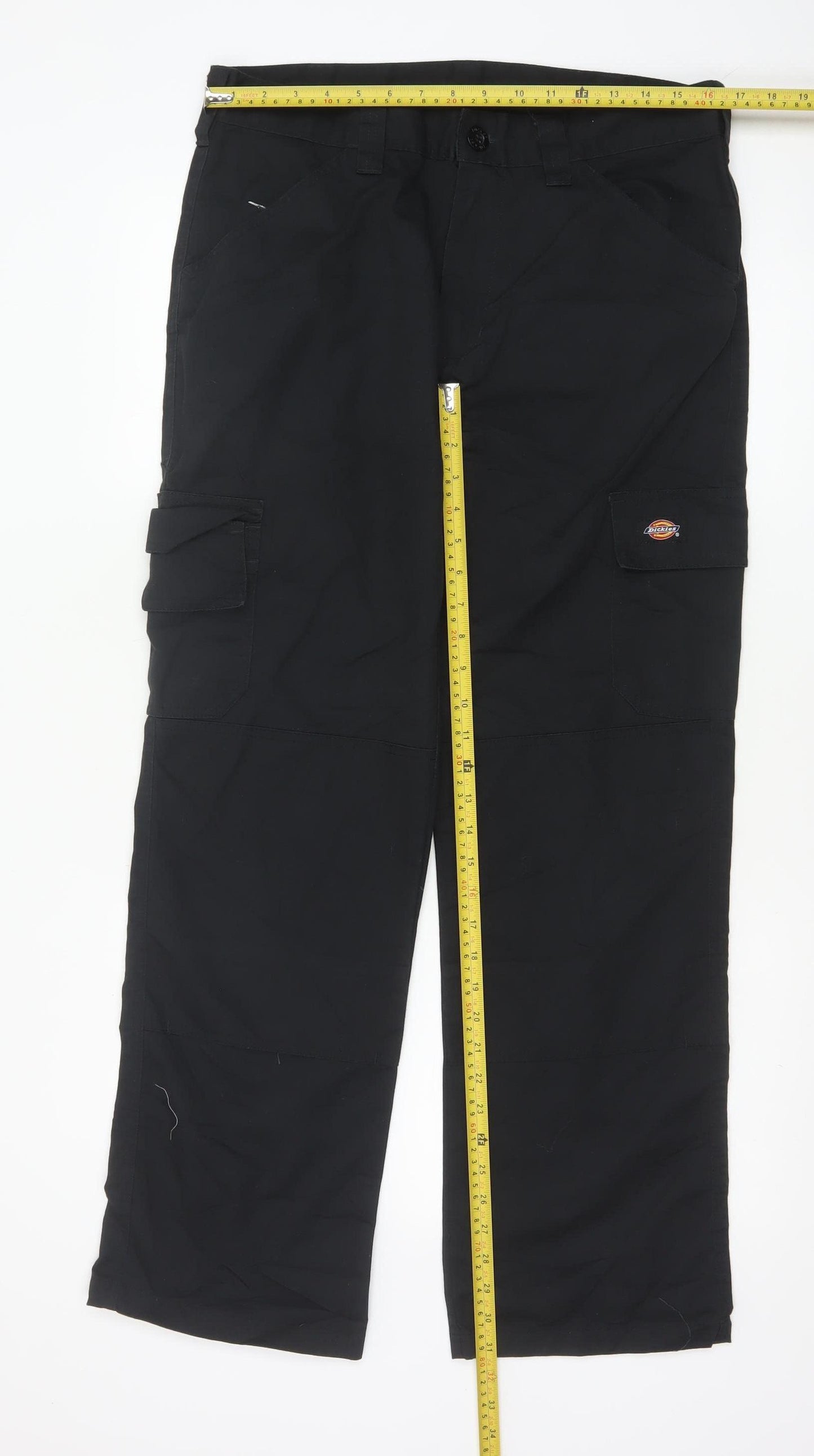 Dickies Men's Black Cargo Work Trousers 32R Polyester Cotton