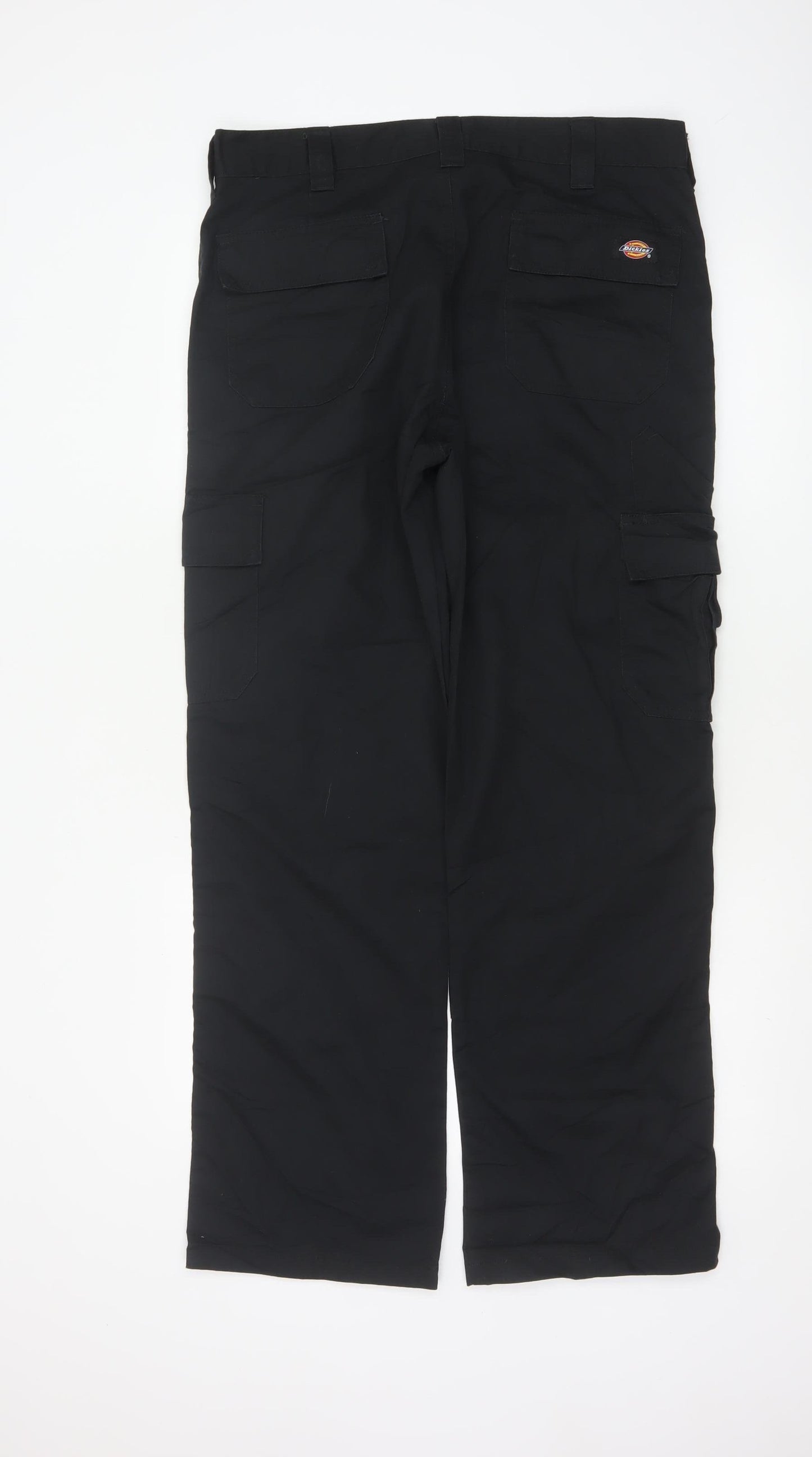 Dickies Men's Black Cargo Work Trousers 32R Polyester Cotton