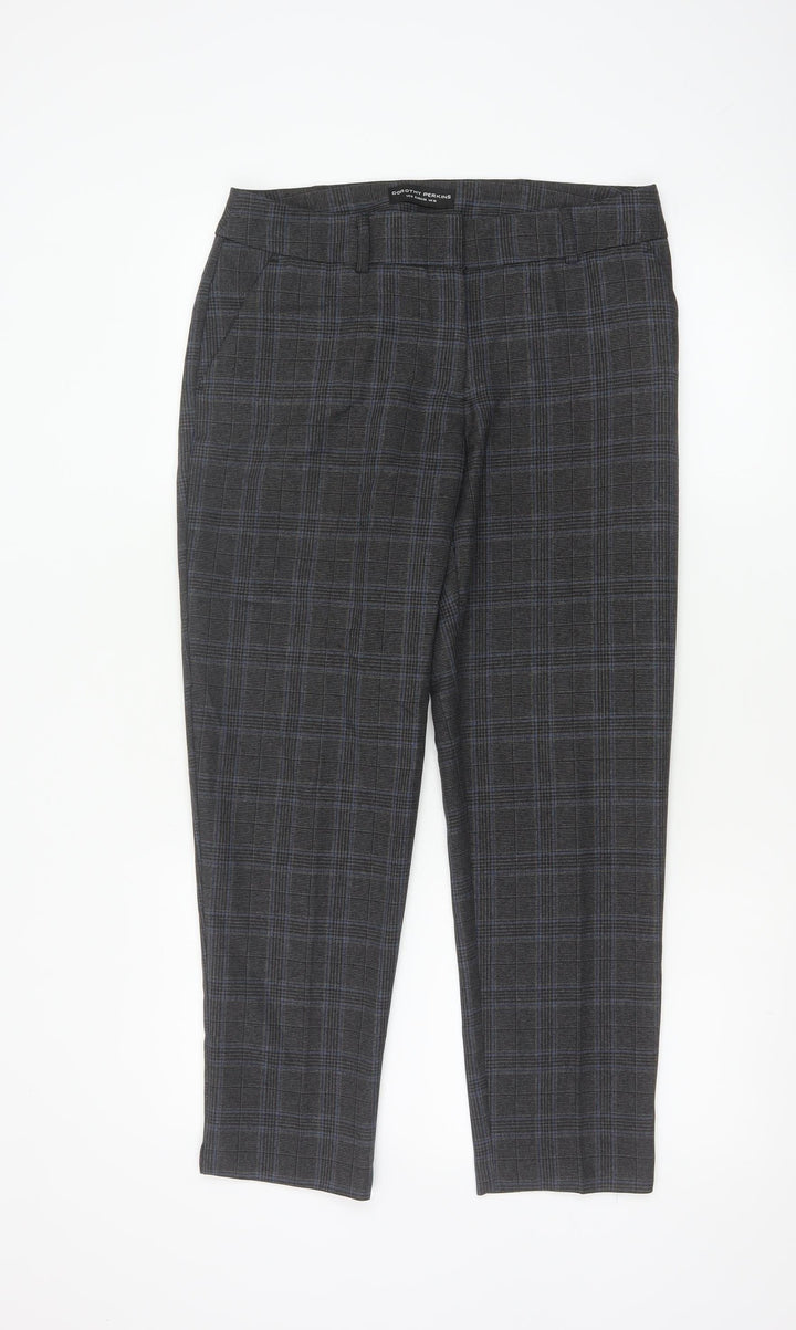 Dorothy Perkins Women's Grey Check Trousers UK 10 Slim Fit Ankle Length
