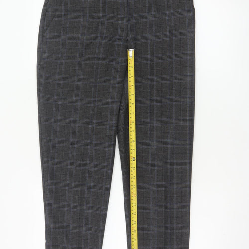 Dorothy Perkins Women's Grey Check Trousers UK 10 Slim Fit Ankle Length