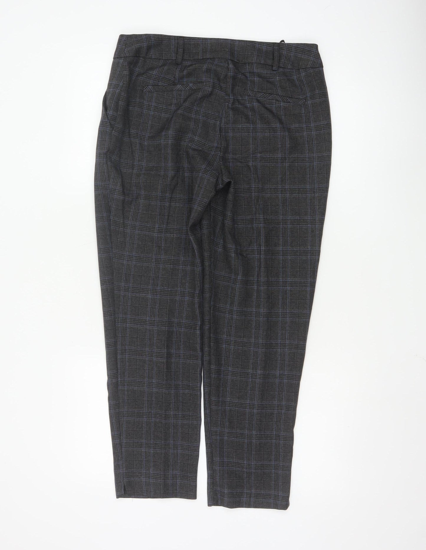 Dorothy Perkins Women's Grey Check Trousers UK 10 Slim Fit Ankle Length