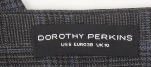 Dorothy Perkins Women's Grey Check Trousers UK 10 Slim Fit Ankle Length