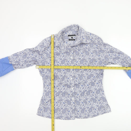 Austin Reed Womens Blue Paisley Cotton Button-Up Shirt Size 12
