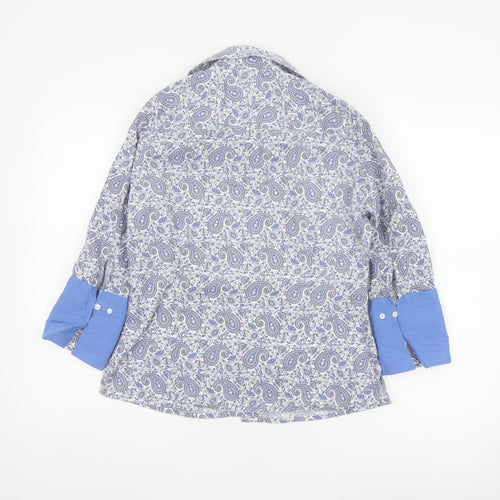 Austin Reed Womens Blue Paisley Cotton Button-Up Shirt Size 12