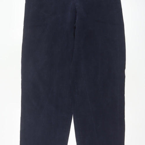 Marks and Spencer Women Dark Navy 14L Wide-Leg Trousers Lyocell Blend