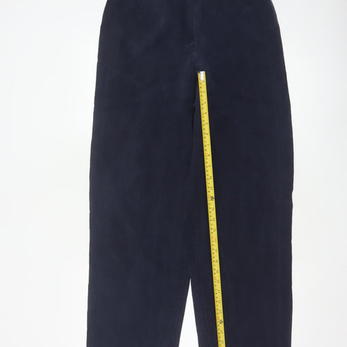 Marks and Spencer Women Dark Navy 14L Wide-Leg Trousers Lyocell Blend