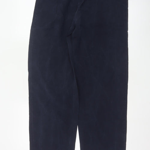 Marks and Spencer Women Dark Navy 14L Wide-Leg Trousers Lyocell Blend