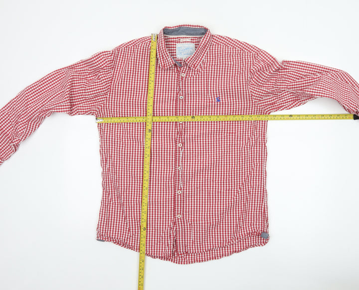 Joules Men's Red Gingham Check Long Sleeve Button-Up Shirt L