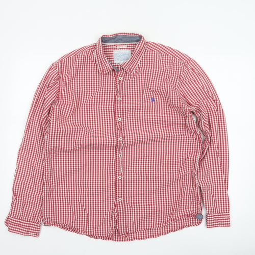 Joules Men's Red Gingham Check Long Sleeve Button-Up Shirt L
