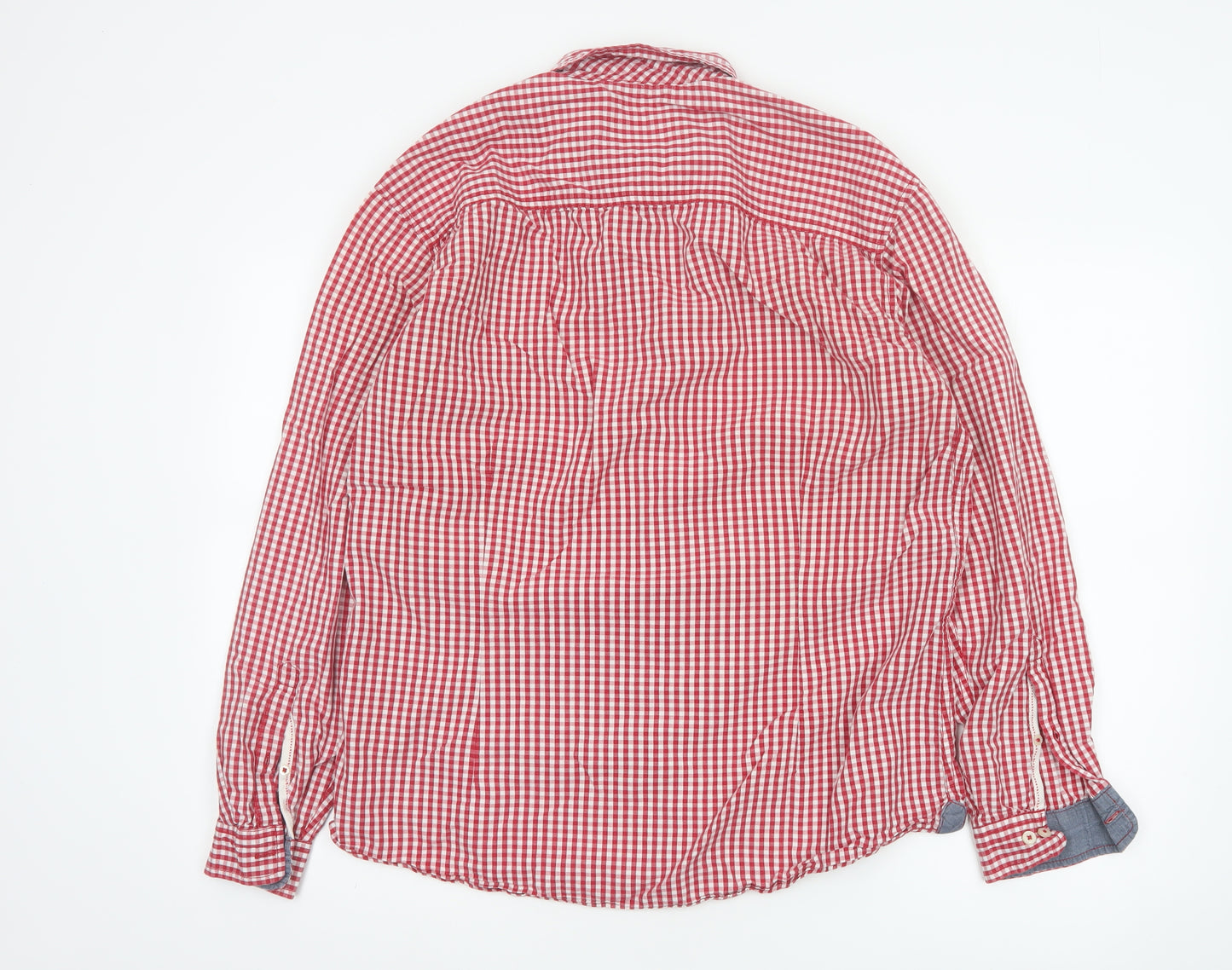 Joules Men's Red Gingham Check Long Sleeve Button-Up Shirt L