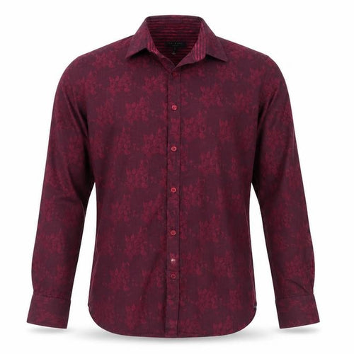 Ted Baker Men's Red Floral Long Sleeve Cotton Button-Up Shirt Size L