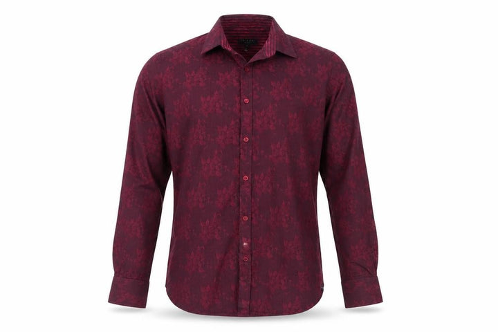Ted Baker Men's Red Floral Long Sleeve Cotton Button-Up Shirt Size L