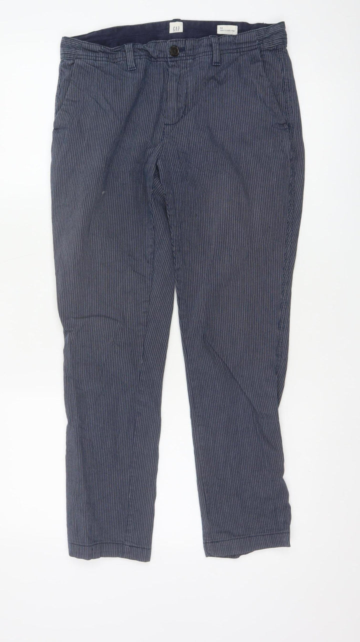 GAP Women’s Blue Striped Chino Trousers Size 8 Cotton Stretch