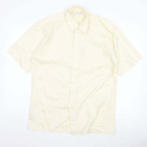 Marks and Spencer St Michael Men's Ivory Short Sleeve Button-Up Shirt Size 15