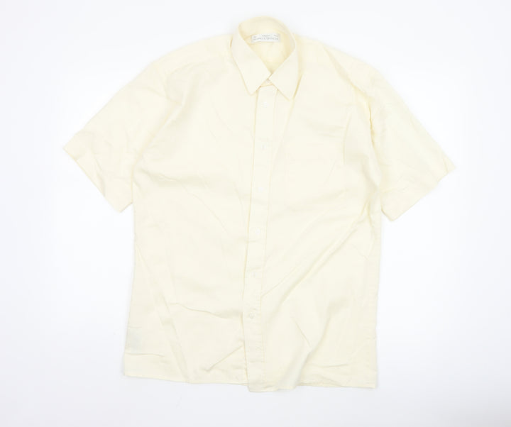 Marks and Spencer St Michael Men's Ivory Short Sleeve Button-Up Shirt Size 15