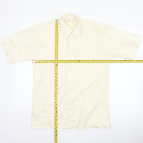 Marks and Spencer St Michael Men's Ivory Short Sleeve Button-Up Shirt Size 15