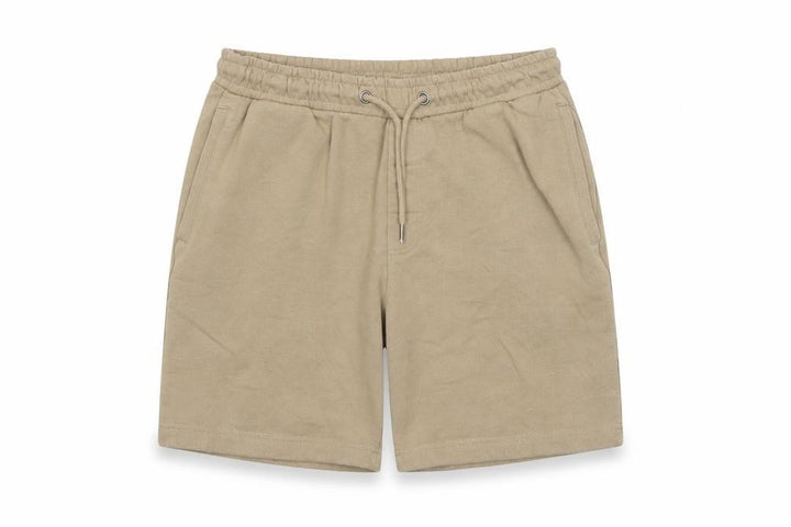 Front view of Brave Soul Men Beige Sweat Shorts S Elastic Waist Casual