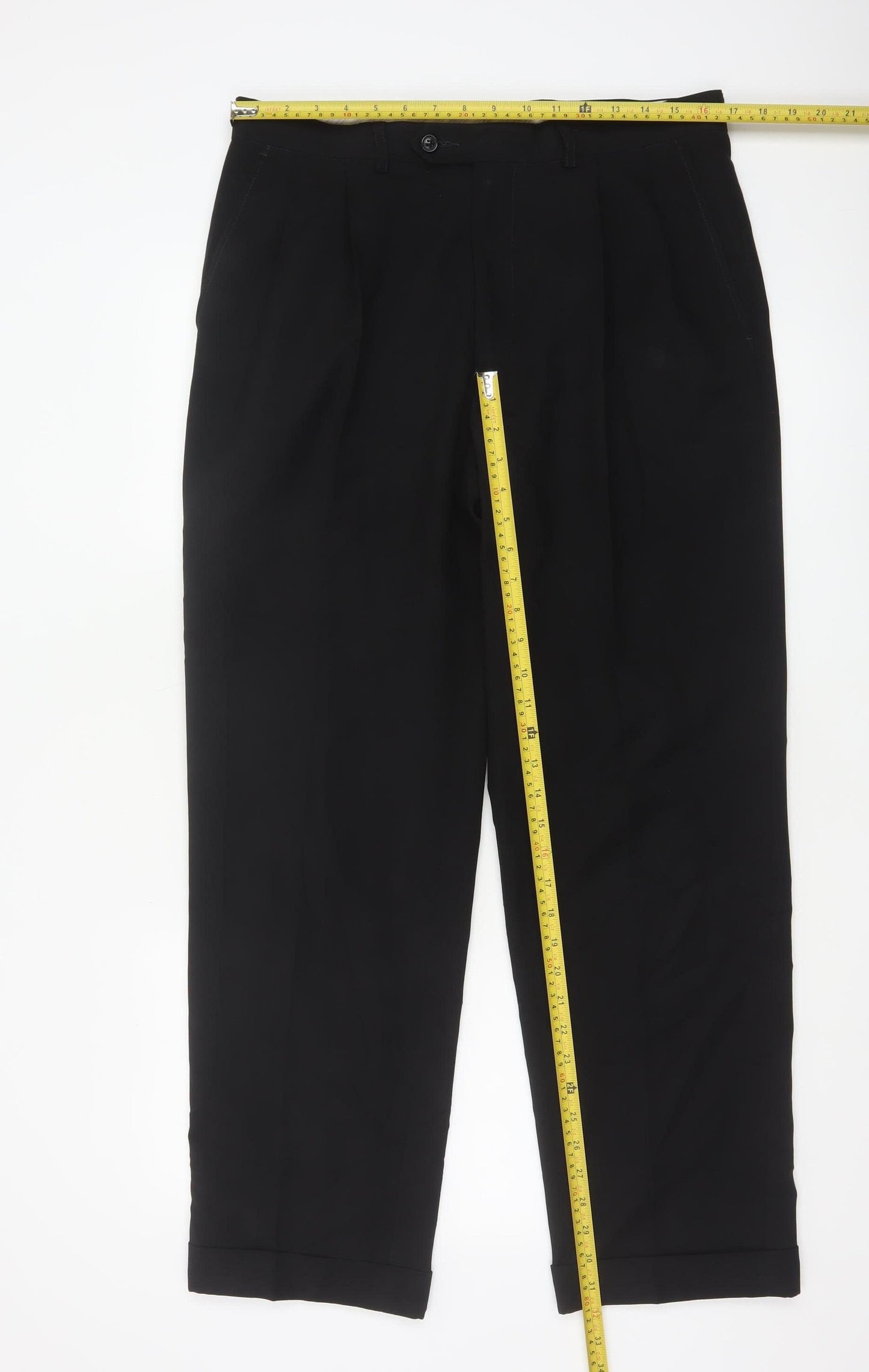 Marks and Spencer Men's Black 34x31 Pleated Dress Pants