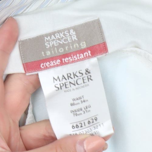 Marks and Spencer Men's Black 34x31 Pleated Dress Pants