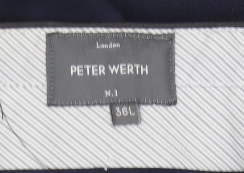 Peter Werth Men's Blue Slim Fit Dress Trousers Size 36L Formal