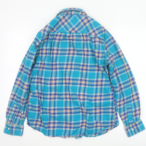 Lands' End Women's Blue Plaid Flannel Button-Up Shirt Size M